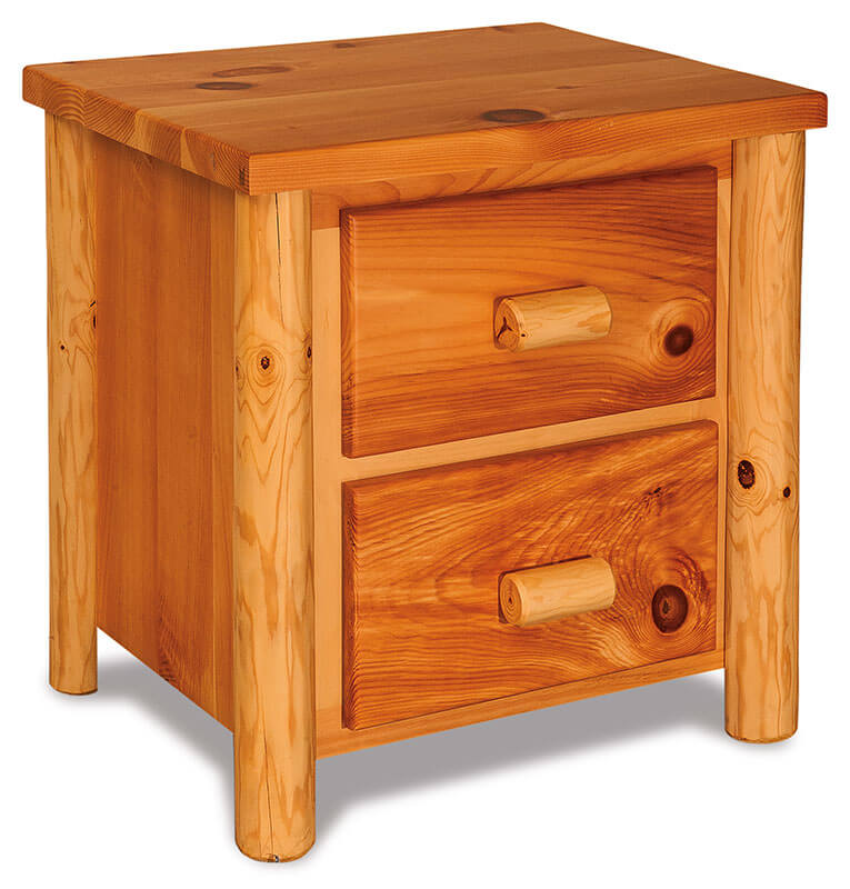 Fireside Log Furniture 2 Drawer Nightstand Plain Pine