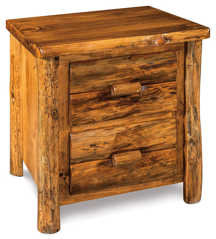 Fireside Log Furniture 2 Drawer Nightstand Rustic Pine Sealey Stain