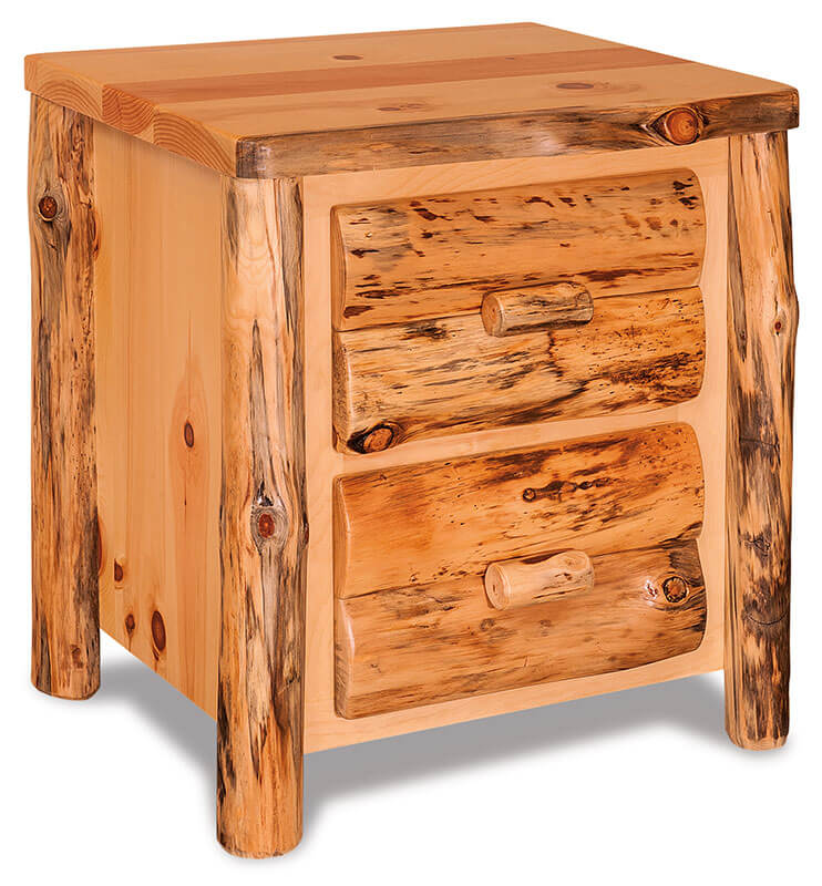 Fireside Log Furniture 2 Drawer Nightstand Rustic Pine