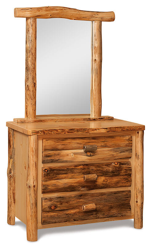 Fireside Log Furniture 3 Drawer Dresser with Mirror Rustic Pine