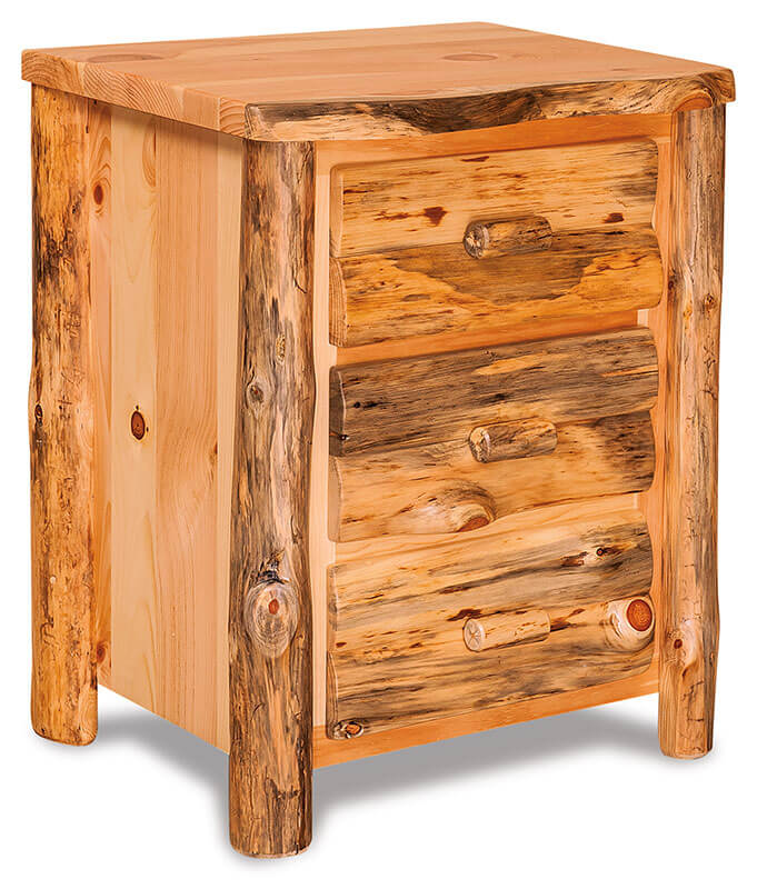 Fireside Log Furniture 3 Drawer Nightstand Rustic Pine