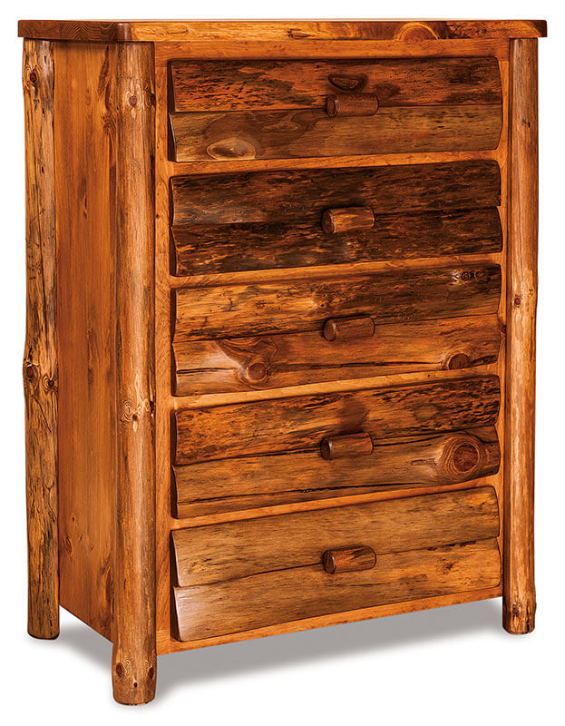 Fireside Log Furniture 5 Drawer Chest Rustic Pine SA Stain