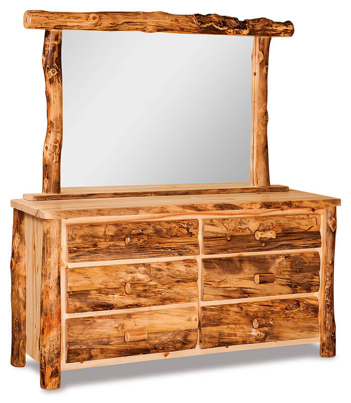 Fireside Log Furniture 6 Drawer Dresser with Mirror Aspen