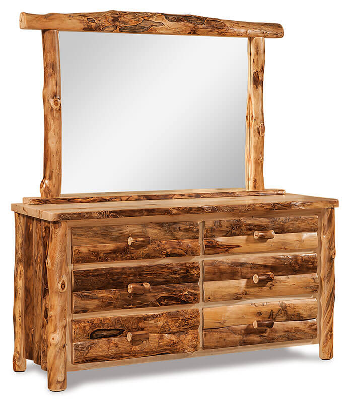Fireside Log Furniture 6 Drawer Dresser with Mirror Aspen