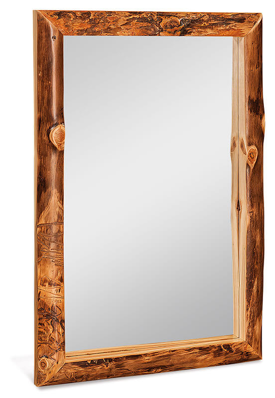 Fireside Log Furniture Frame with Mirror Aspen