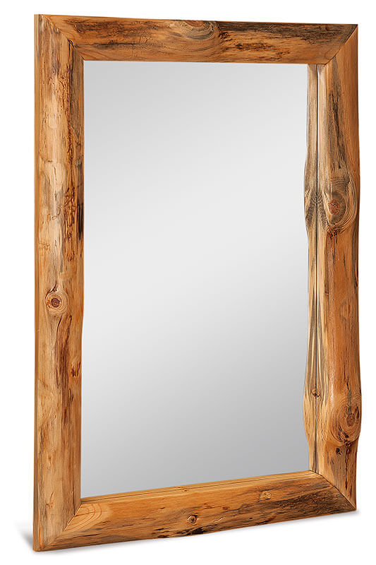 Fireside Log Furniture Frame with Mirror Rustic Pine