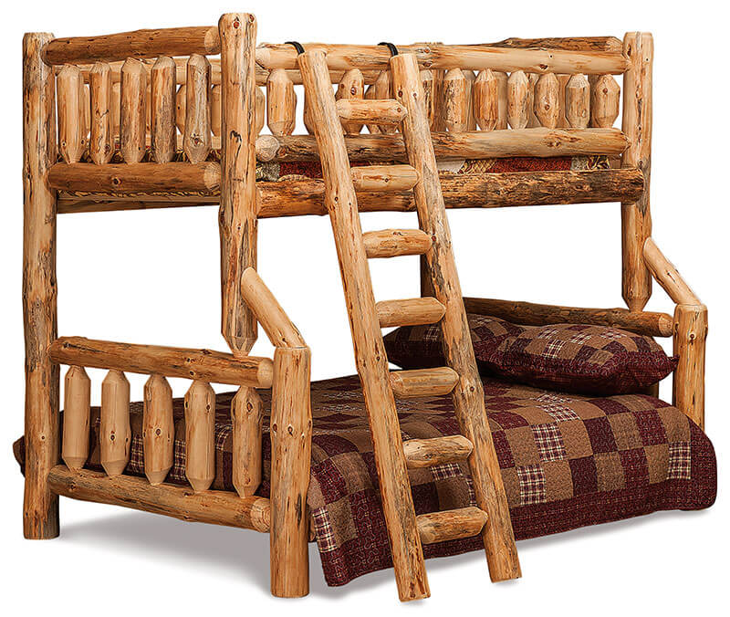 Fireside Log Furniture Full-Twin Bunk Bed Rustic Pine