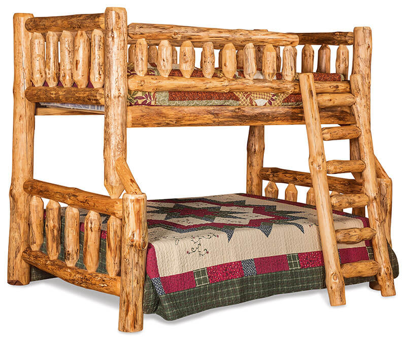 Fireside Log Furniture Full-Twin Bunk Bed with Opening Rustic Pine