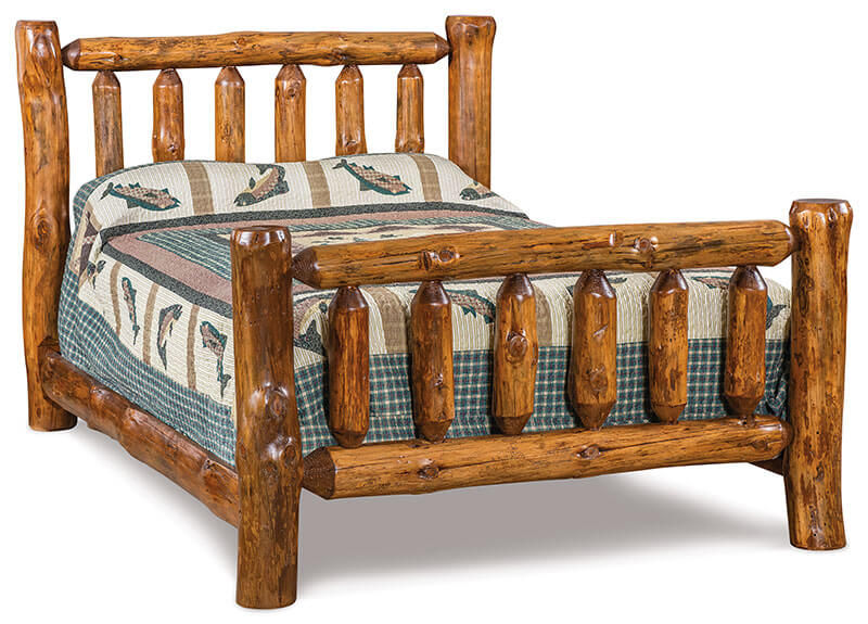 Fireside Log Furniture Queen Bed Rustic Pine Sealey Stain