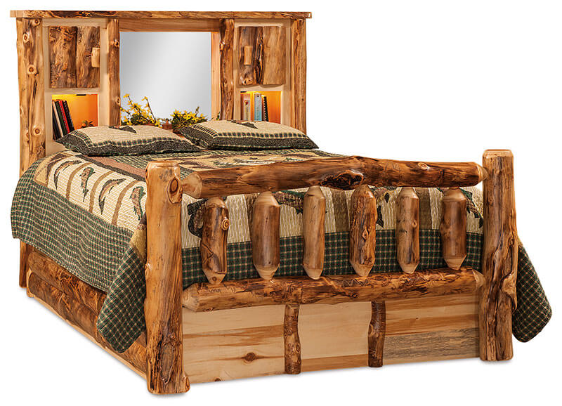 Fireside Log Furniture Queen Bookcase Bed Aspen
