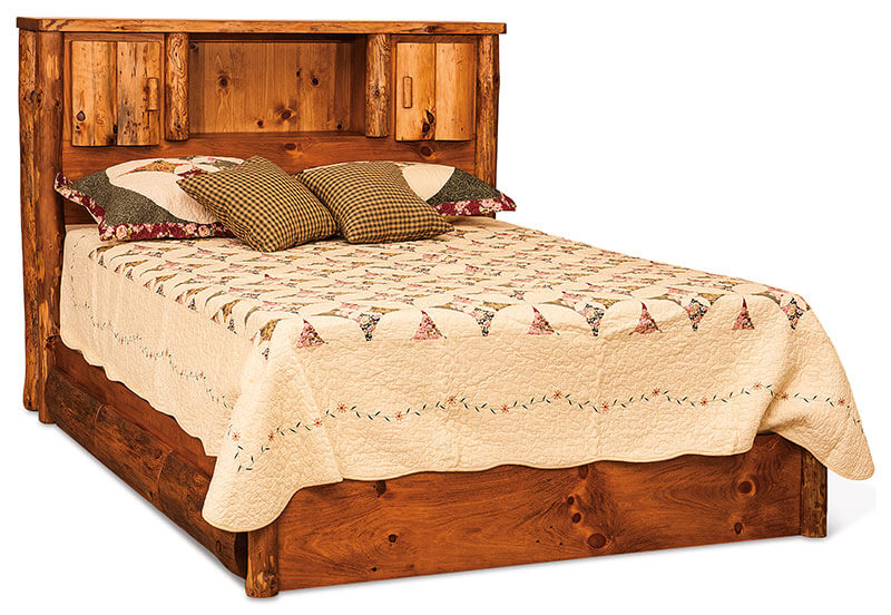 Fireside Log Furniture Queen Bookcase Bed Rustic Pine SA Stain
