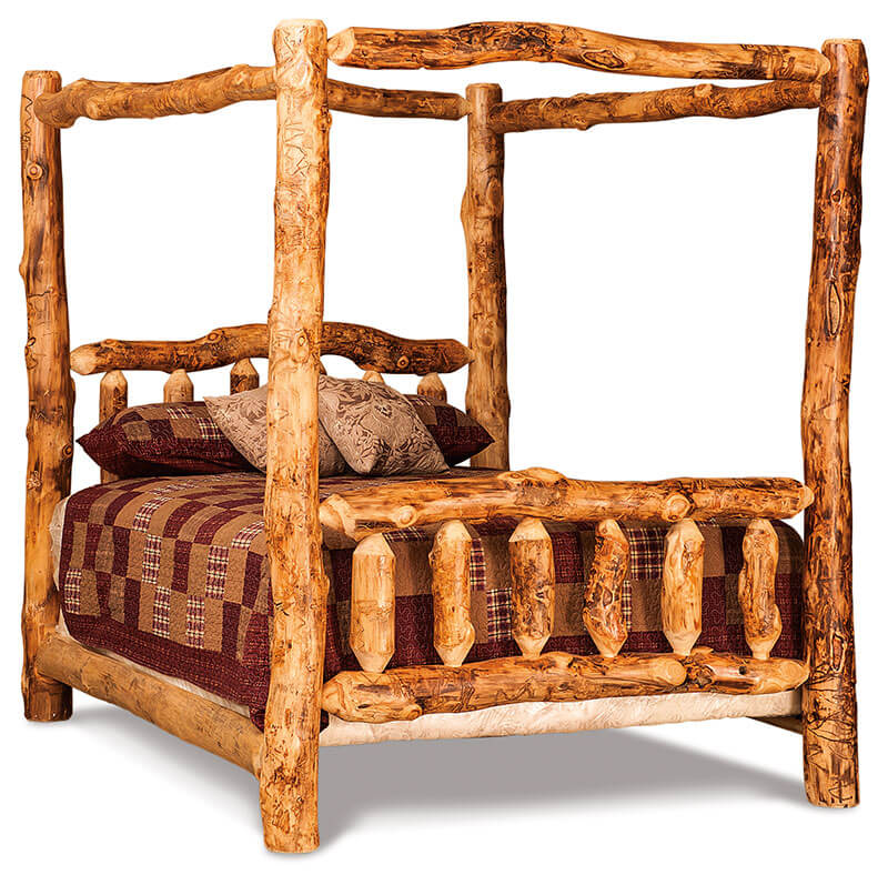 Fireside Log Furniture Queen Canopy Bed Aspen