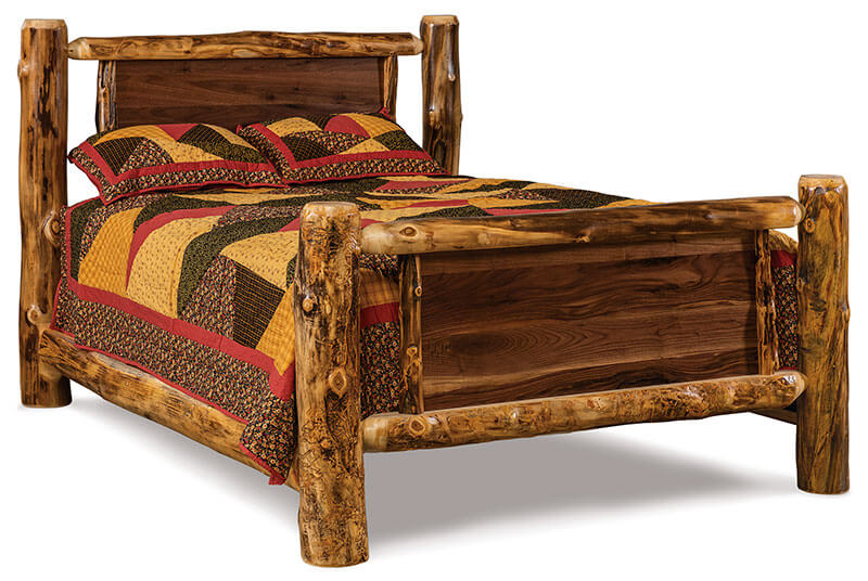 Fireside Log Furniture Queen Panel Bed Aspen Walnut