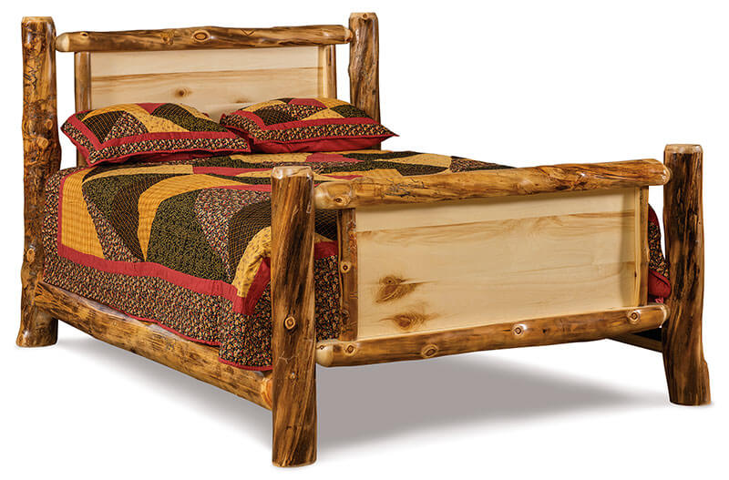 Fireside Log Furniture Queen Panel Bed Aspen