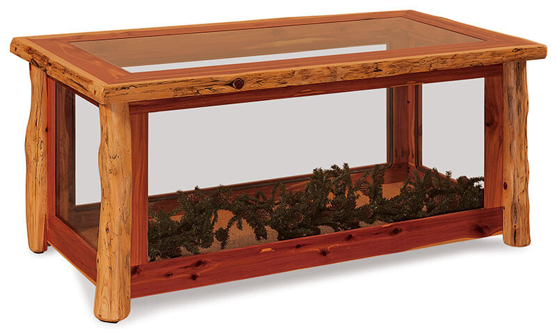 Fireside Log Furniture Glass Coffee Table