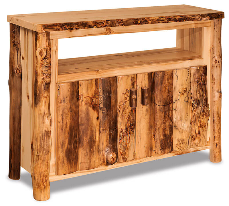 Fireside Log Furniture TV Stand with Opening