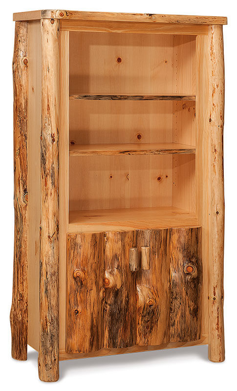 Fireside Log Furniture Bookcase with Doors