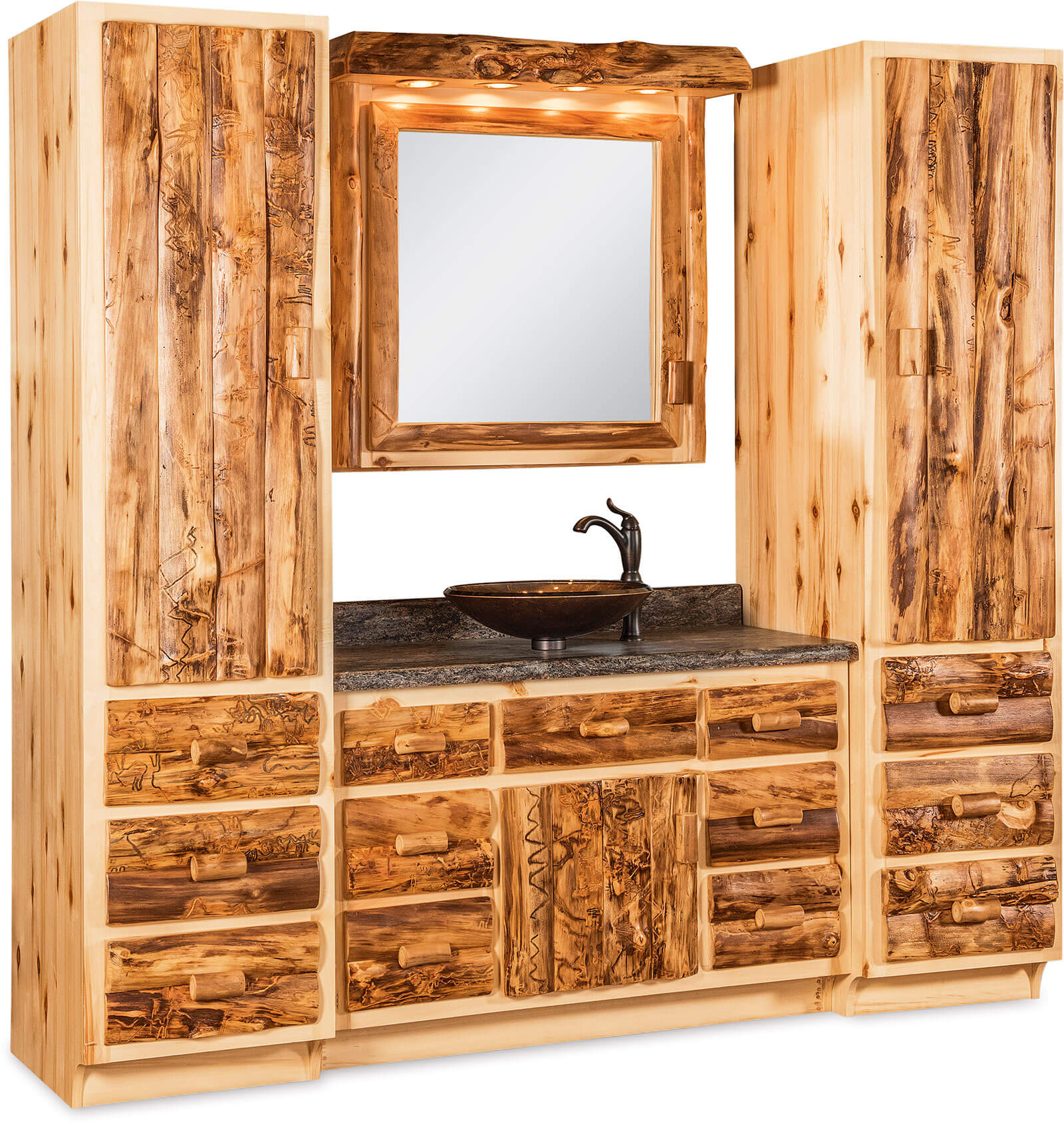 Fireside Log Furniture Bathroom Vanity and Towers Aspen