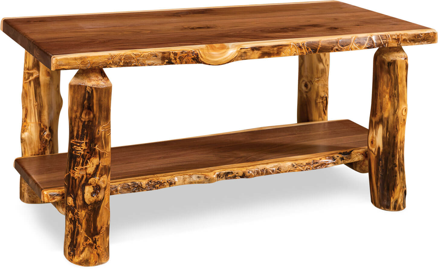 Fireside Log Furniture Coffee Table Aspen Walnut