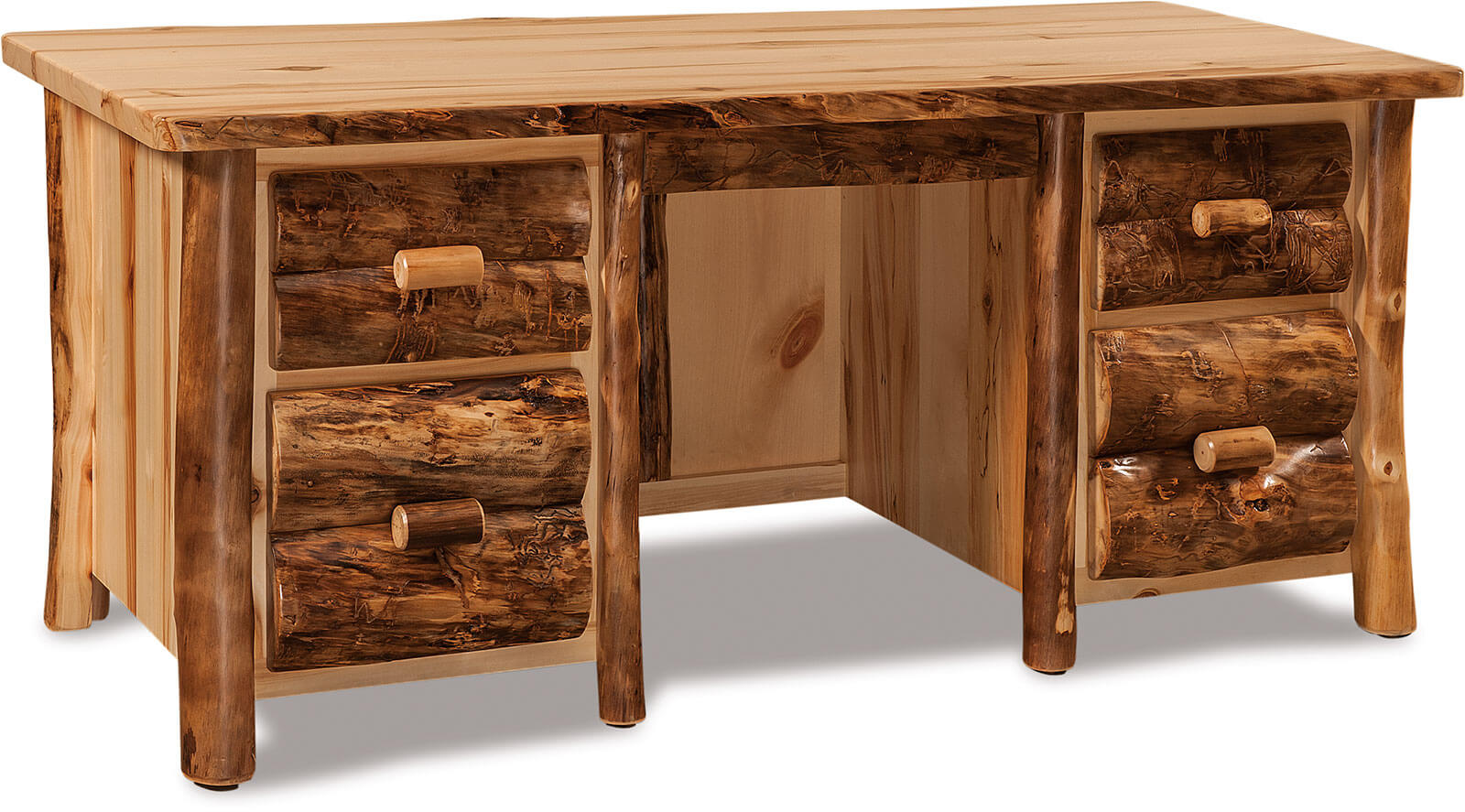 Fireside Log Furniture Double Pedestal Desk Aspen