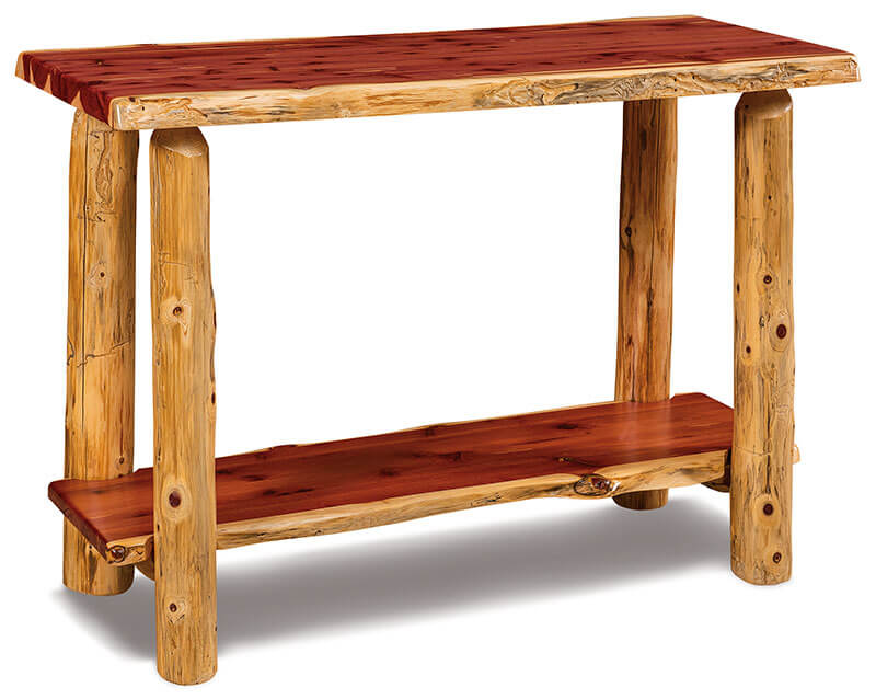 Fireside Log Furniture Sofa Table with Shelf Red Cedar